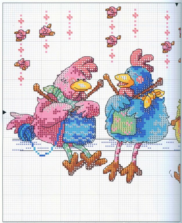 Schema punto croce Galline hobby 1