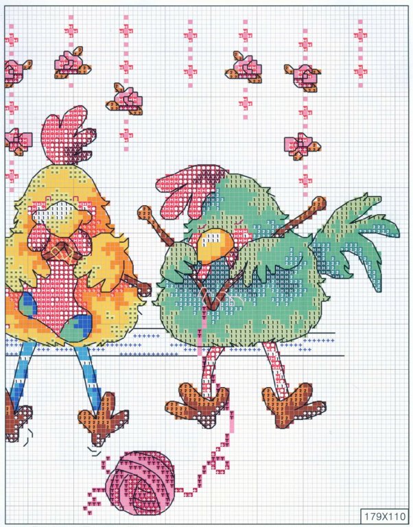 Schema punto croce Galline hobby 2