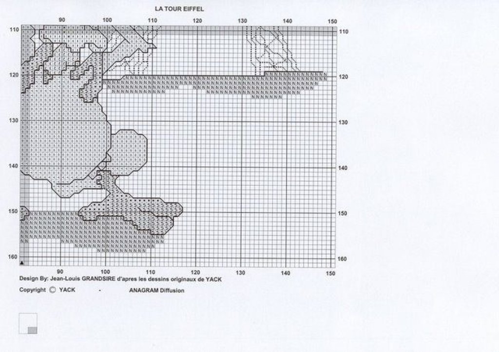 Schema punto croce Galline torre eiffel 1
