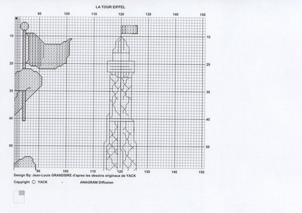 Schema punto croce Galline torre eiffel 3