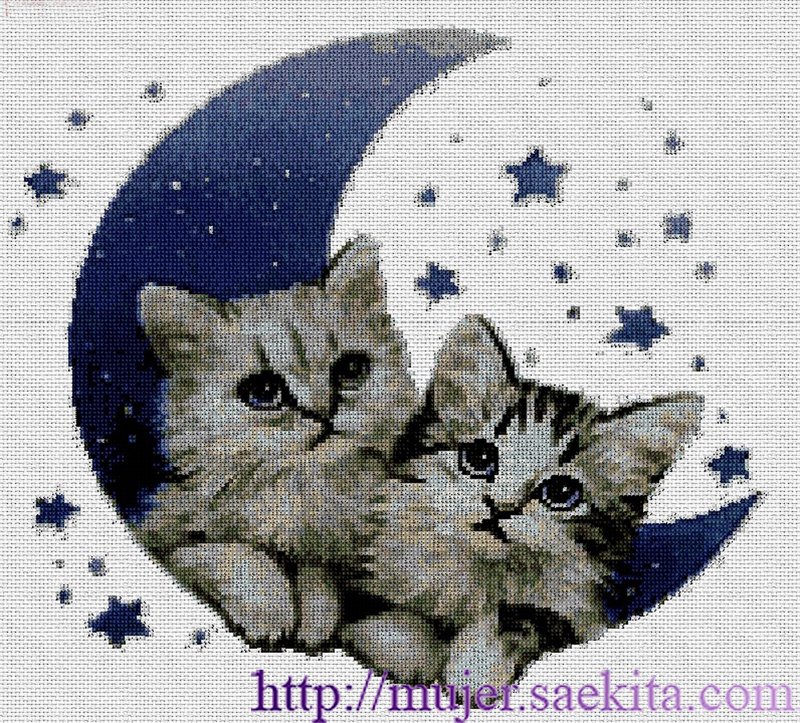 Schema punto croce Gattini sulla luna