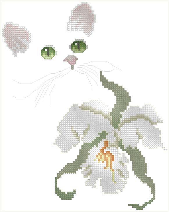 Schema punto croce Gatto con fiore