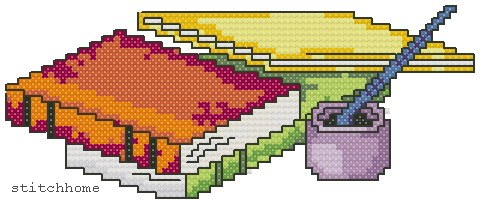 Schema punto croce Libri e calamaio