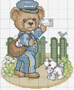 Schema punto croce Orso postino