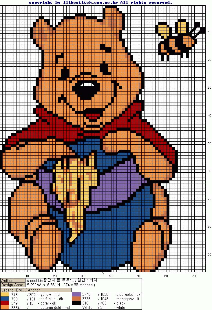 Schema punto croce Pooh nel miele