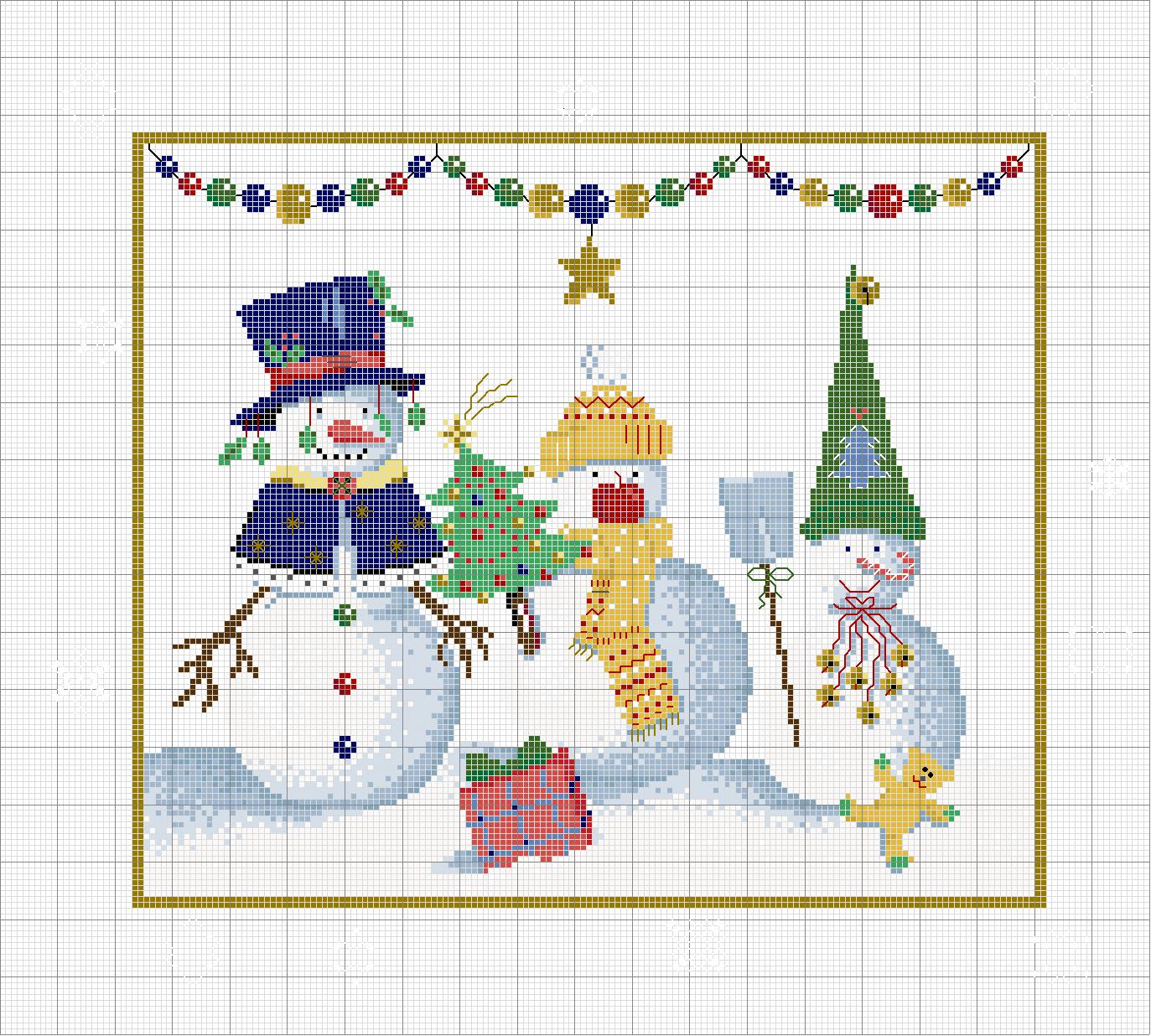 Schema punto croce Pupazzi neve