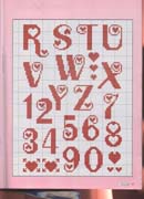 Schema punto croce abecedario rosso 2