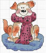 Schema punto croce cane con sciarpa