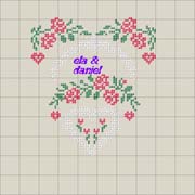 Schema punto croce cuore con rose