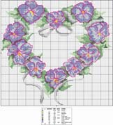 Schema punto croce cuore lilla