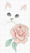 Schema punto croce gatto con  rosa