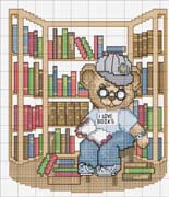 Schema punto croce orso bibliotecario