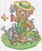 Schema punto croce orso giardiniere