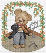 Schema punto croce orso musicista