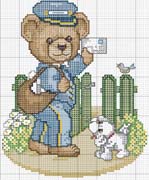 Schema punto croce orso postino