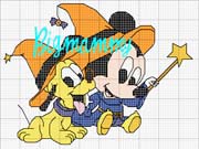 Schema punto croce Topolino Pluto Halloween