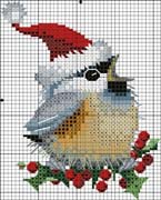 Schema punto croce Uccellino Natale