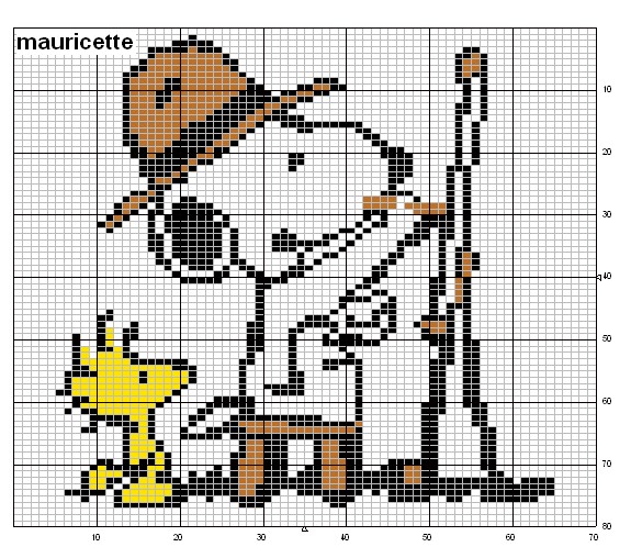 Schema punto croce Snoopy disegna