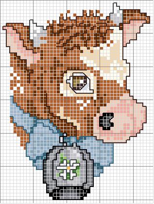 Schema punto croce Testa mucca