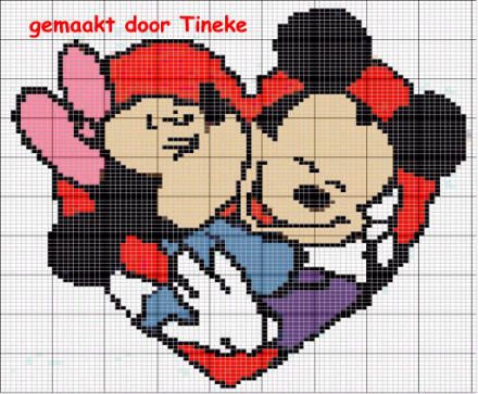 Schema Punto Croce Topolino Minnie Bacio