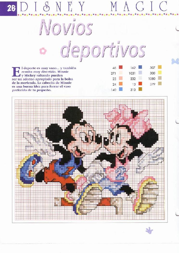 Schema punto croce Topolino minnie sportivi