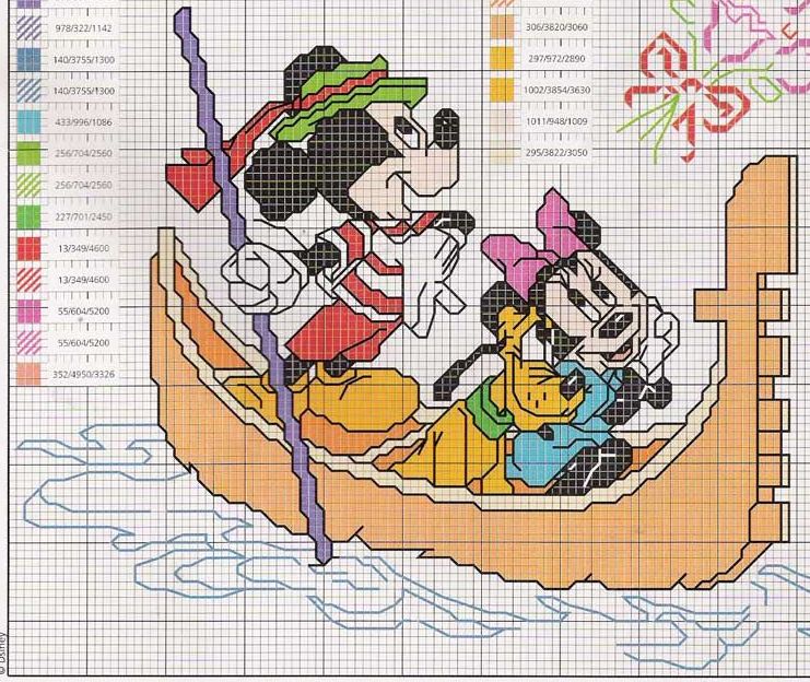 Schema punto croce Topolino minnie venezia