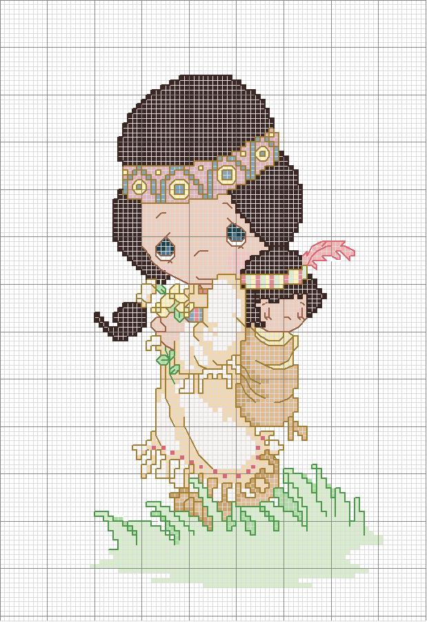 Schema punto croce Indiana bimbo