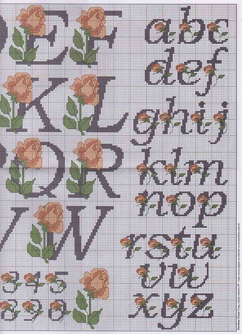 Schema punto croce Alfabeto rosa