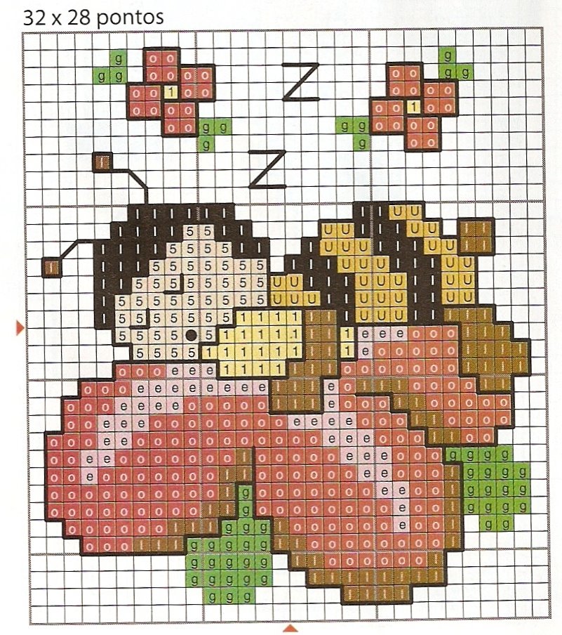 Schema punto croce Ape nanna