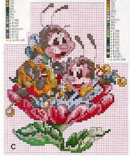 Schema punto croce Apine su fiore 2