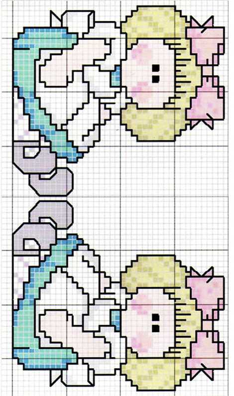 Schema punto croce Bamboline sedute