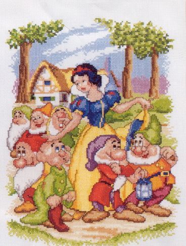 Schema punto croce Biancaneve 7 nani