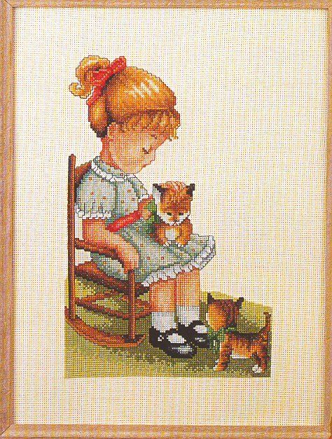 Schema punto croce Bimba gattino 1