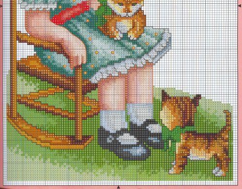 Schema punto croce Bimba gattino 3