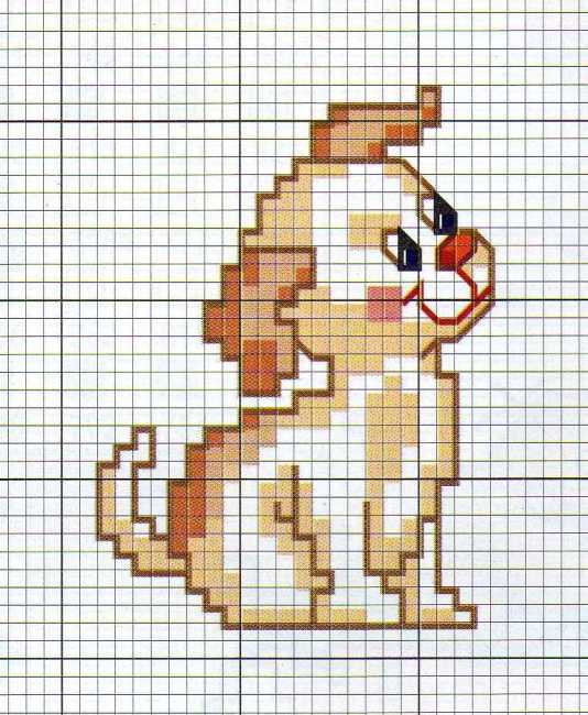 Schema punto croce Cagnolino curioso