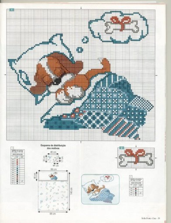 Schema punto croce Cagnolino dorme 2