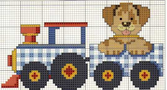 Schema punto croce Cagnolino su trenino