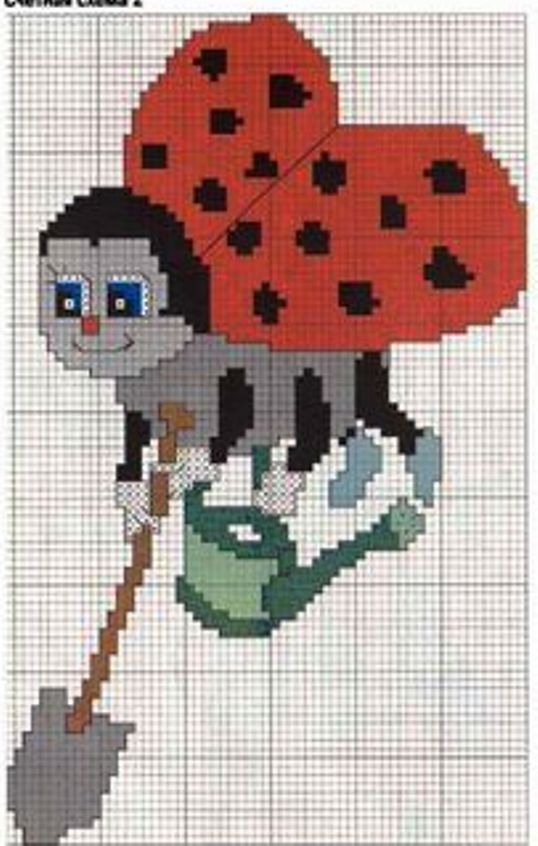 Schema punto croce Coccinella giardiniere 2