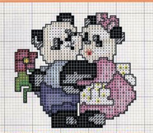 Schema punto croce Coppia orsetti