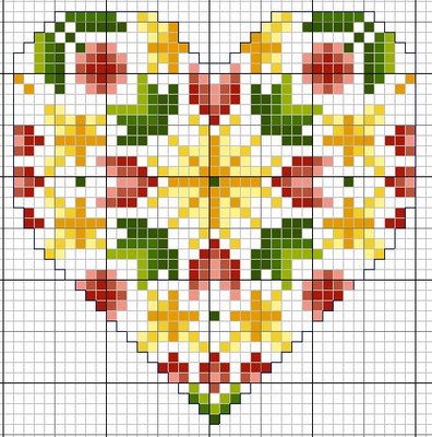 Schema punto croce Cuore floreale