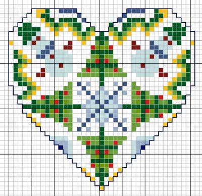 Schema punto croce Cuore invernale