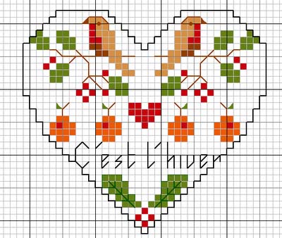 Schema punto croce Cuore inverno