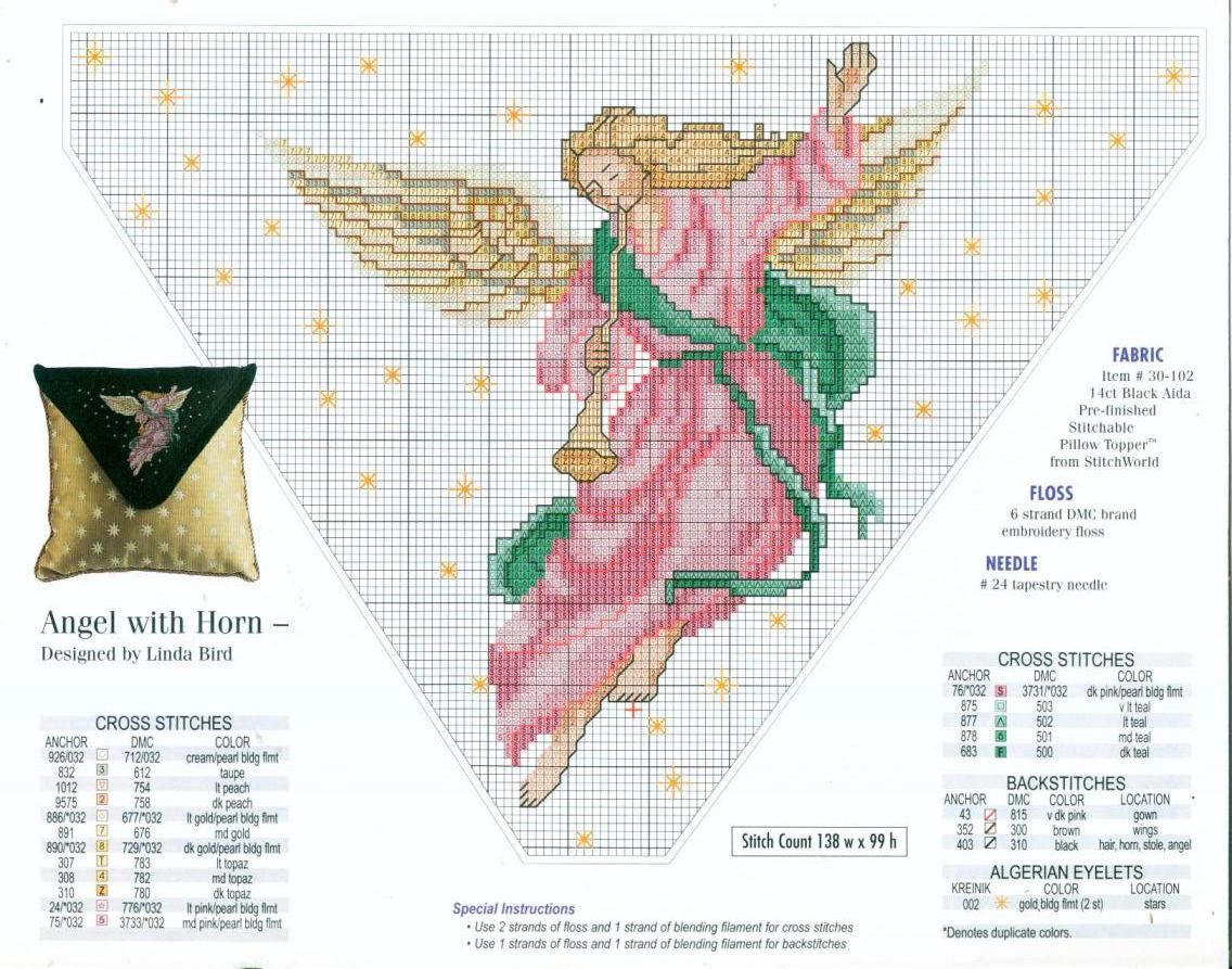 Schema punto croce Cuscini angeli 2
