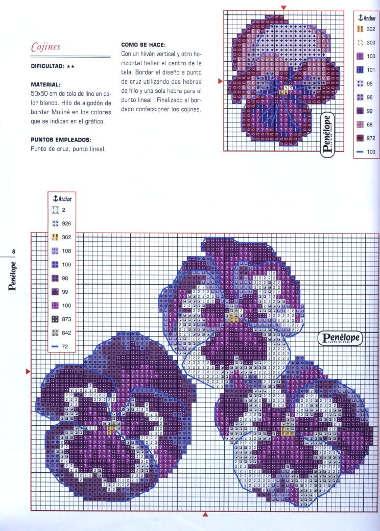 Schema punto croce Cuscini fiori b1