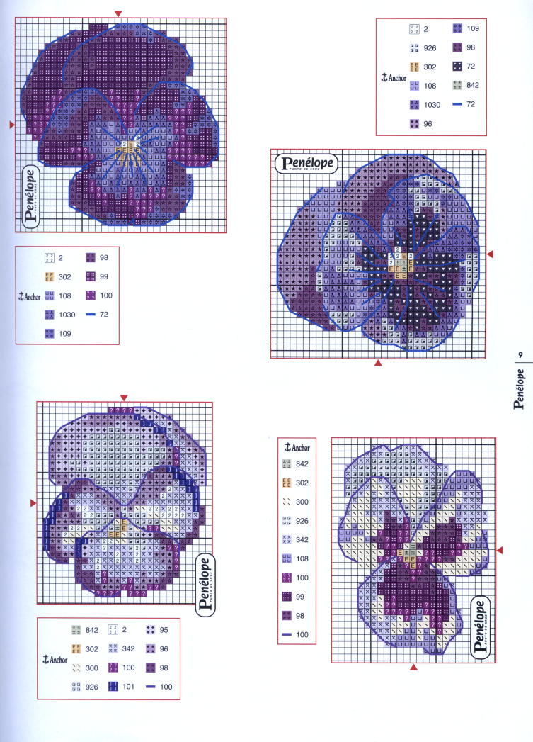 Schema punto croce Cuscini fiori b2