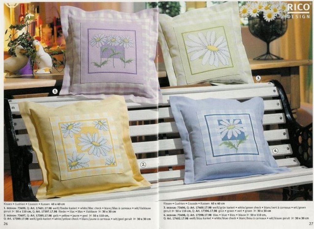 Schema punto croce Cuscini margherite