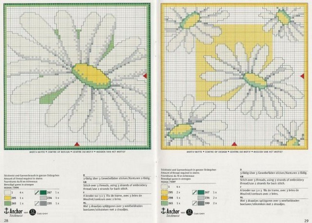 Schema punto croce Cuscini margherite 1