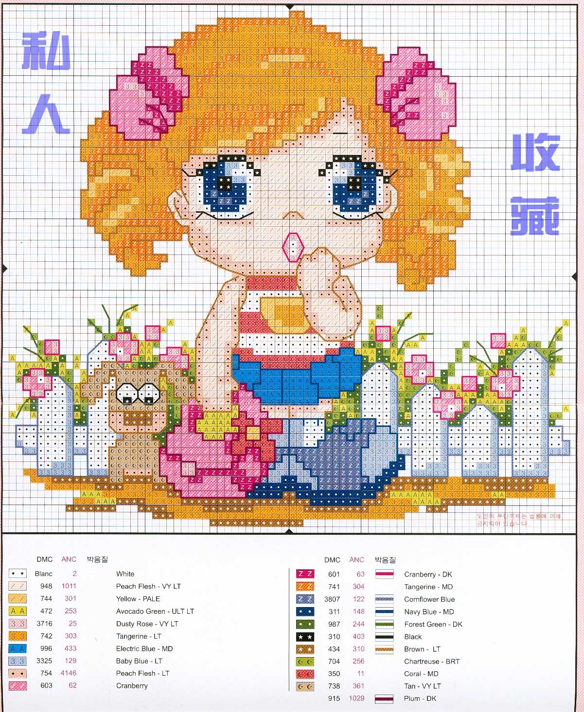 Schema punto croce Cuscino bimba 1