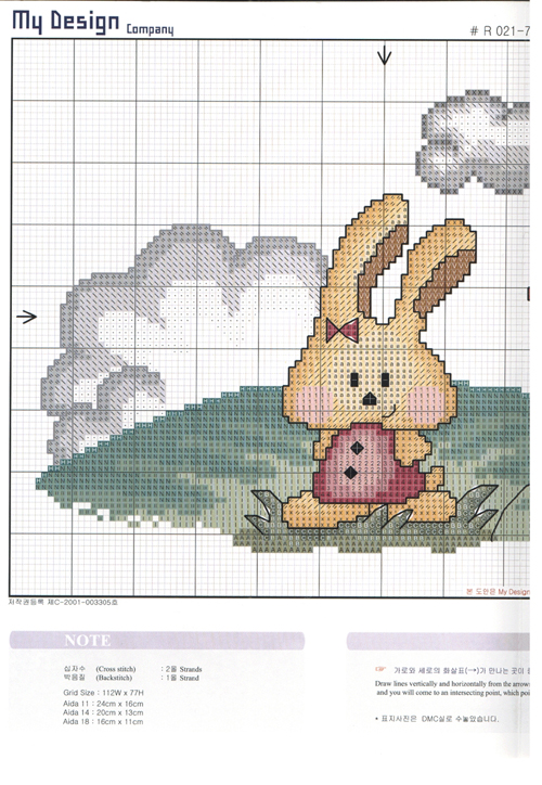 Schema punto croce Cuscino coniglio 1