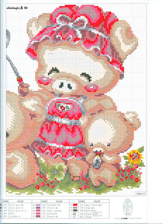 Schema punto croce Cuscino family pig 1